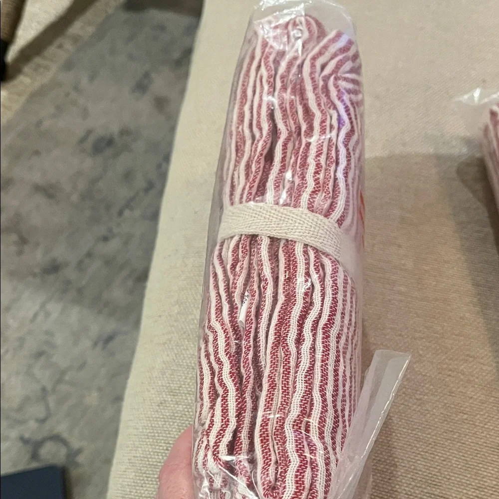 Creative Co-Op Red & White Ticking Stripe Napkins/NWT/Set of 4